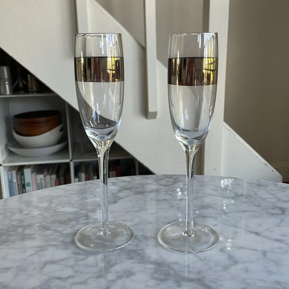 Silver-Accented Champagne Flutes